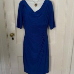 Women's Ralph Lauren Royal Blue, Ruched, Cowl Neck Dress, Size 4